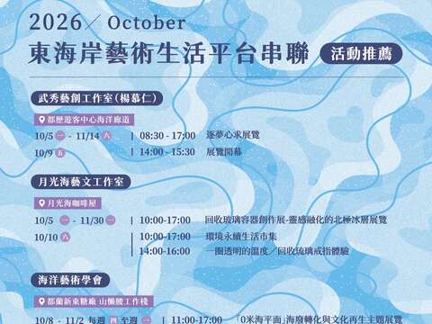 【2026東海岸藝術生活串聯平台】 – 10月活動推薦-1